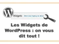 Logo WordPress et texte "Les Widgets de WordPress : on vous dit tout !" avec une clé à molette.