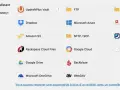 Icônes de stockage pour sauvegarde/restauration : UpdraftPlus Vault, Dropbox, Amazon S3, FTP, Microsoft Azure, SFTP/SCP, S3-Compatible, OpenStack, DreamObjects, Rackspace, Google Cloud, Email, Google Drive, Backblaze, OneDrive, WebDAV.