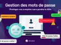 Illustration sur la gestion des mots de passe : tentative restante, mot de passe erroné, mot de passe faible, mot de passe oublié.