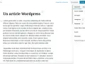 Un article WordPress en cours de rédaction, avec des options de publication et de configuration sur la droite.