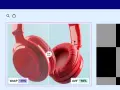 Comparaison visuelle : casque rouge en WebP (-39%) vs AVIF (-59%). Le format WebP est plus léger que le JPG.
