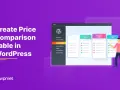 Tableau comparatif des prix WordPress : avant et après la création. Un homme pointe les options.