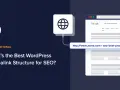Une icône de roue dentée et un globe symbolisent la structure des permaliens WordPress pour le SEO. Comprendre ce qu'est un permalien est essentiel.