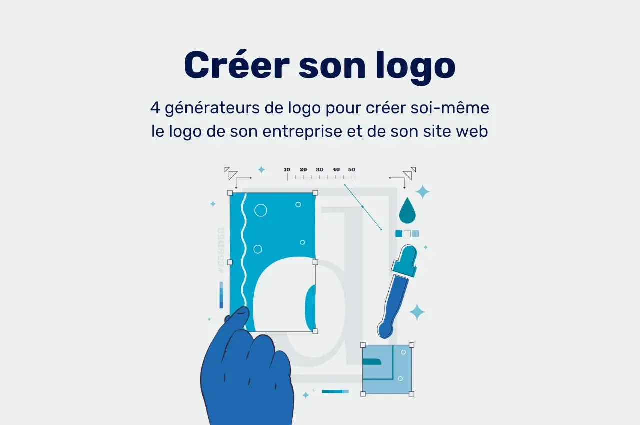 Main bleue manipulant des éléments graphiques pour créer un logo. Découvrez le meilleur site de création de logo gratuit pour votre entreprise.