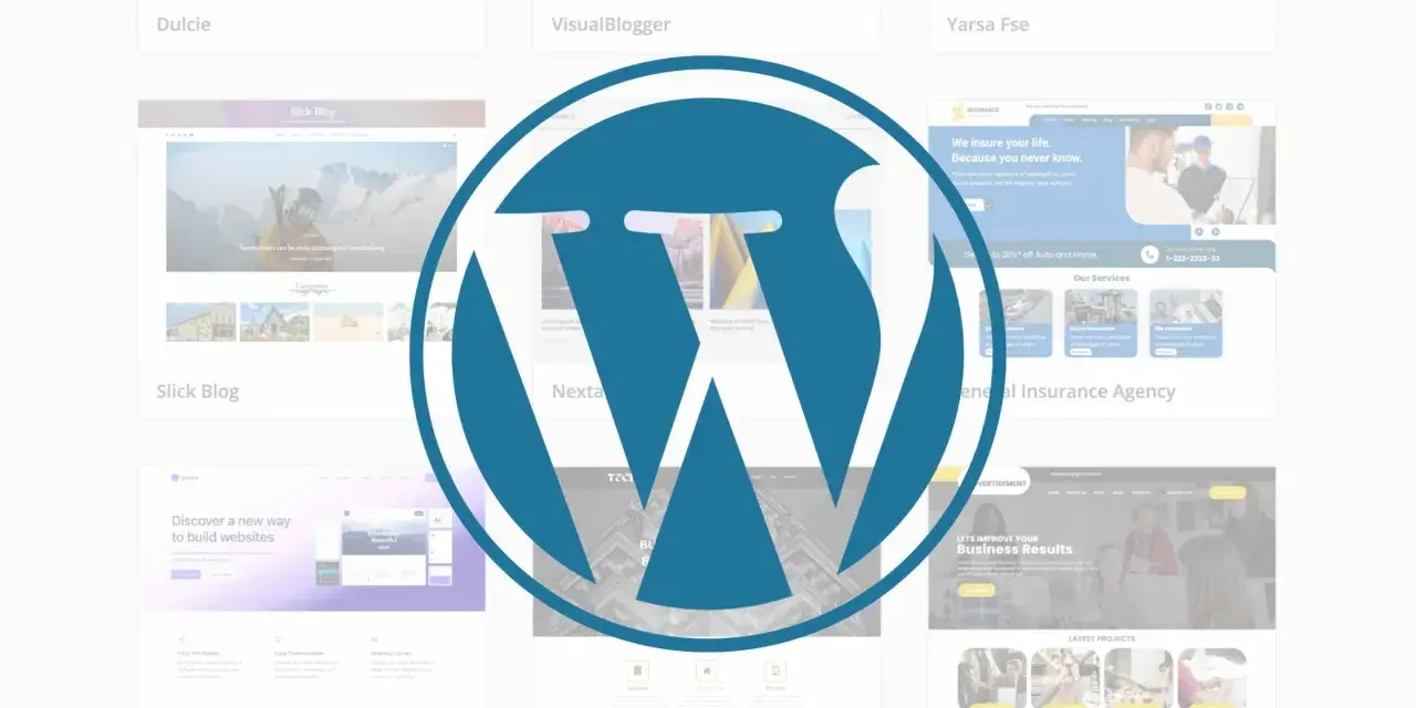 Le logo WordPress domine une mosaïque de maquettes de sites web, illustrant pourquoi utiliser WordPress pour créer des sites variés et professionnels.