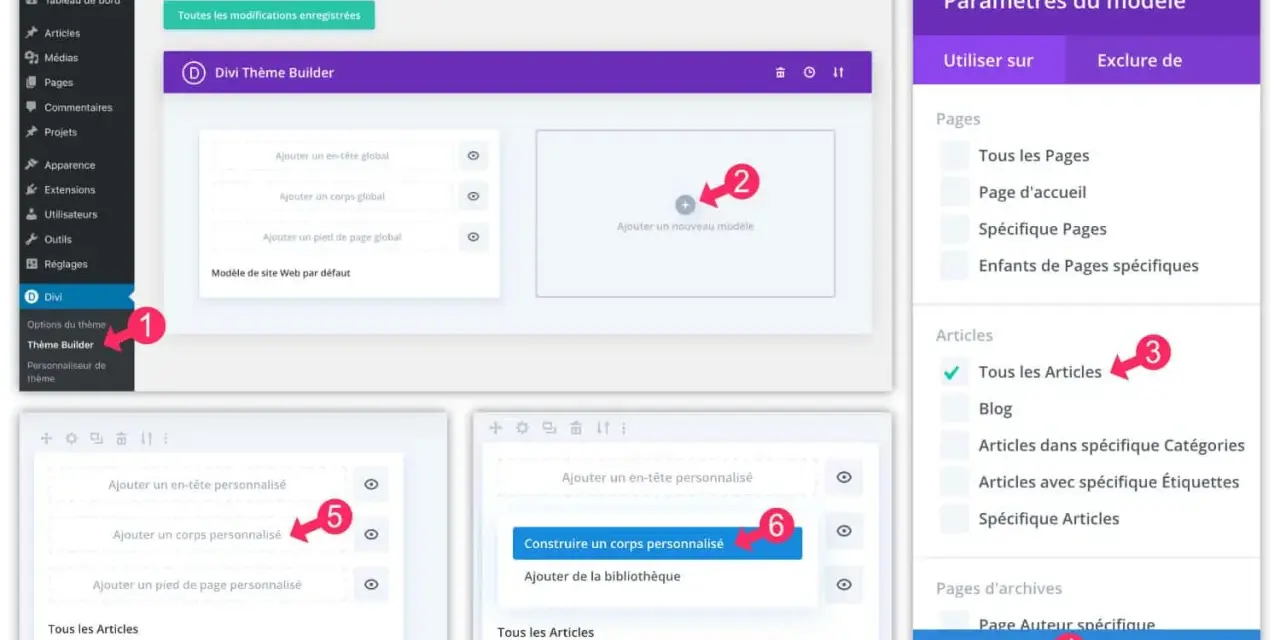 Configuration du Thème Builder WordPress pour tous les articles.