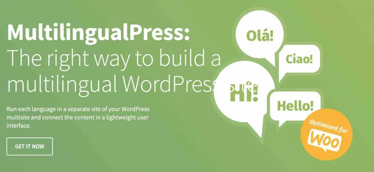 MultilingualPress : la solution idéale pour un site WordPress multilingue. Salutations en plusieurs langues dans des bulles.