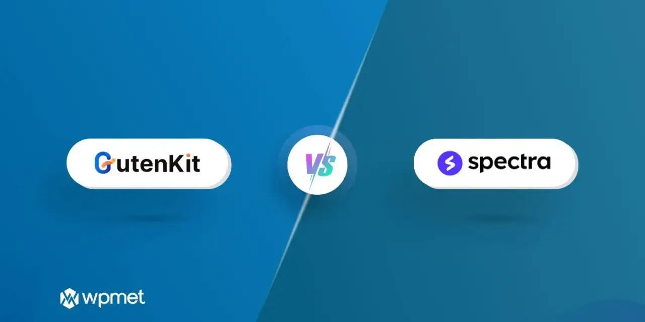 Comparaison entre GutenKit et Spectra, deux outils pour WordPress. Le logo Spectra est bien visible.