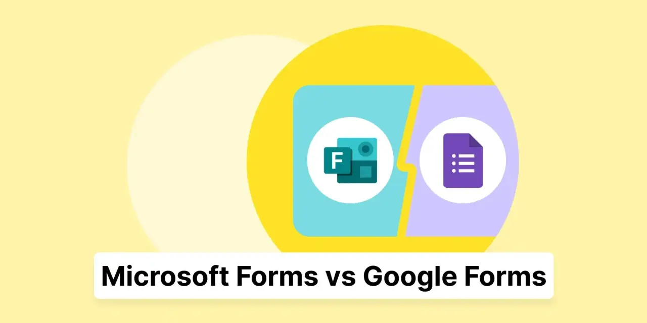 Icônes de Microsoft Forms et Google Forms côte à côte, illustrant leur équivalent.