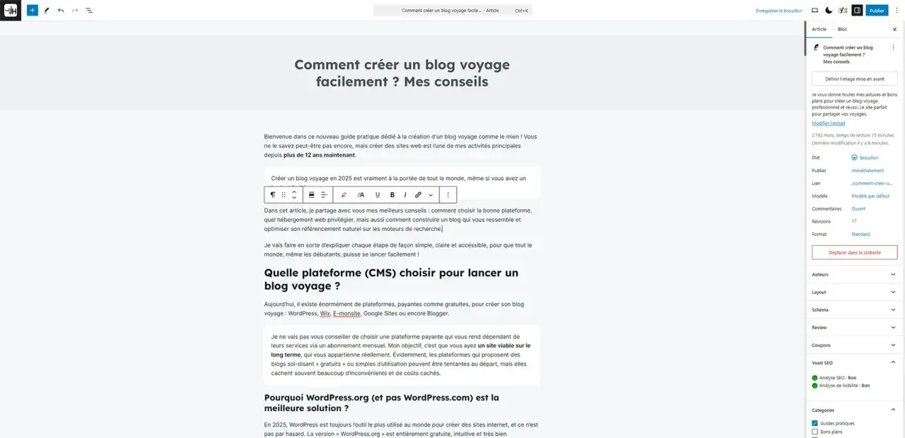 Guide pratique pour créer un blog voyage facilement. Conseils sur les plateformes, l'hébergement et le référencement.