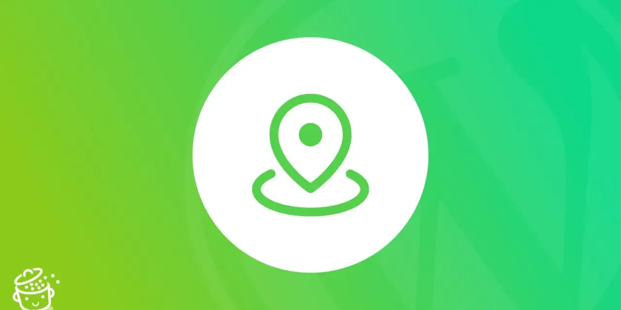 Icône de localisation verte sur fond dégradé. Idéal pour l'optimisation SEO WordPress et le référencement local.