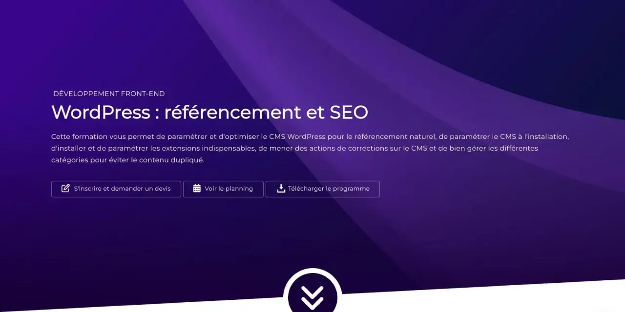 Formation WordPress : référencement et SEO. Apprenez à optimiser votre site pour le SEO naturel, installer des extensions et gérer le contenu.