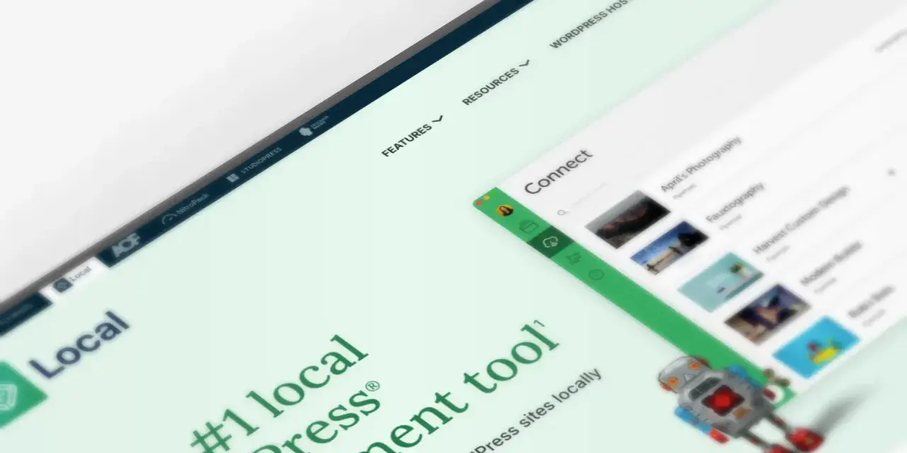 Interface d'un outil **local** pour le développement **WordPress** sur **Mac**, avec des logos et des options de connexion.