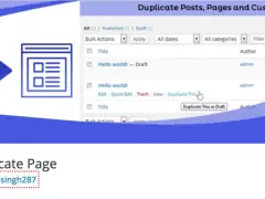 Icône montrant la duplication d'un article WordPress. L'interface WordPress affiche des options pour dupliquer un article.