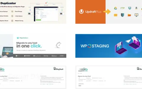 Outils pour copier un site WordPress : Duplicator, UpdraftPlus, MigrateGuru, WP Staging. Migration facile en un clic.