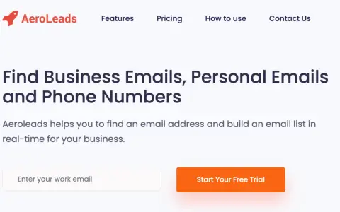 AeroLeads aide à trouver des emails professionnels et personnels pour votre liste email professionnel gratuit.