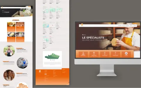 Conception d'un site vitrine WordPress pour un spécialiste du beurre, de l'œuf et du fromage. Le site met en avant les produits locaux et les engagements.