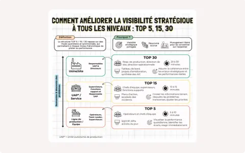 Schéma expliquant la structure TOP 5, 15, 30 pour améliorer la visibilité stratégique. Un guide essentiel pour votre meilleur blog.