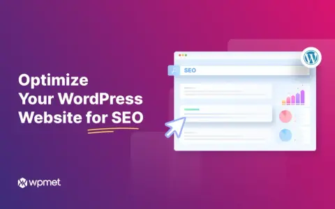 Optimisez votre site WordPress pour le SEO. Graphiques et barre de recherche SEO sur un écran d'ordinateur.