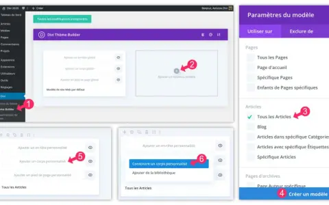 Configuration du Thème Builder WordPress pour tous les articles.