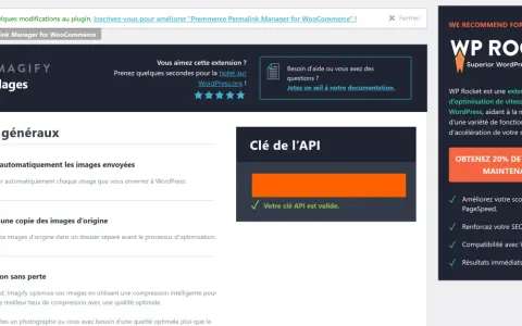 Paramètres d'Imagify, un wordpress image optimizer, pour optimiser automatiquement les images et conserver les originaux.