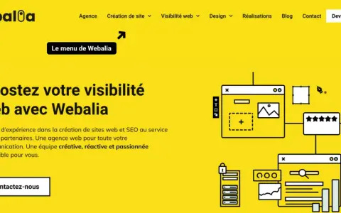 Le menu déroulant WordPress de Webalia, une agence web, propose des services pour booster votre visibilité en ligne.
