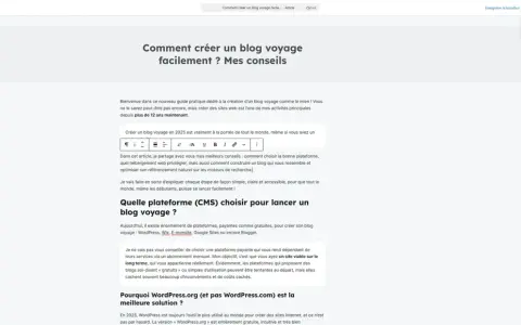 Guide pratique pour créer un blog voyage facilement. Conseils sur les plateformes, l'hébergement et le référencement.