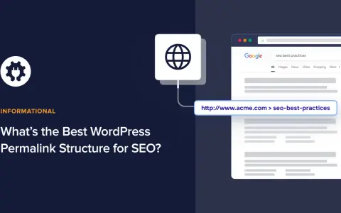 Une icône de roue dentée et un globe symbolisent la structure des permaliens WordPress pour le SEO. Comprendre ce qu'est un permalien est essentiel.