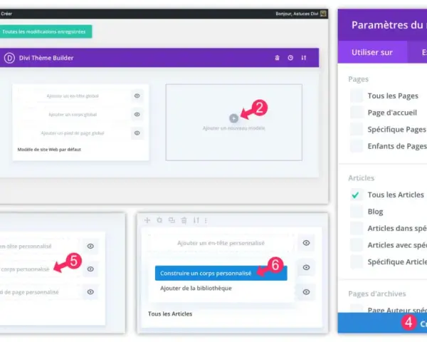 Configuration du Thème Builder WordPress pour tous les articles.