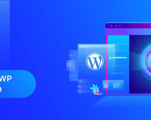 Guide pour la migration WordPress tout-en-un. Illustration abstraite avec le logo WordPress et un symbole de transfert.