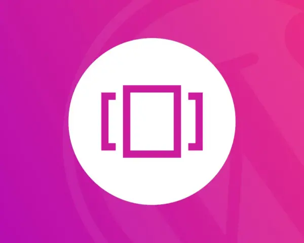 Icône de **revolution slider wordpress** sur fond dégradé rose et violet.