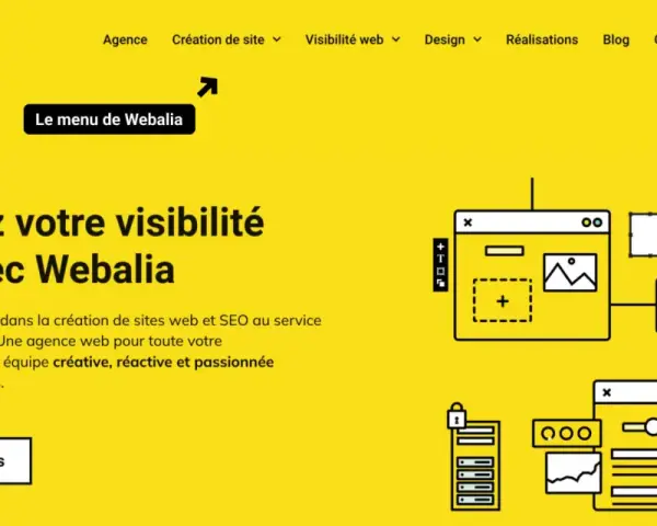 Le menu déroulant WordPress de Webalia, une agence web, propose des services pour booster votre visibilité en ligne.