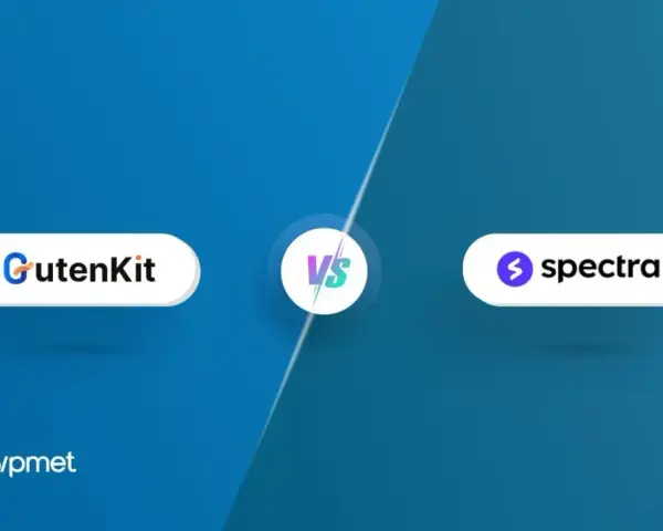 Comparaison entre GutenKit et Spectra, deux outils pour WordPress. Le logo Spectra est bien visible.