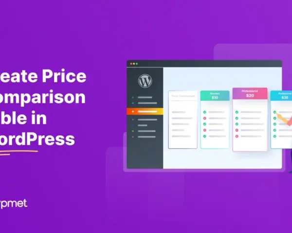 Tableau comparatif des prix WordPress : avant et après la création. Un homme pointe les options.