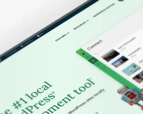 Interface d'un outil **local** pour le développement **WordPress** sur **Mac**, avec des logos et des options de connexion.