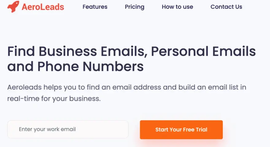 AeroLeads aide à trouver des emails professionnels et personnels pour votre liste email professionnel gratuit.
