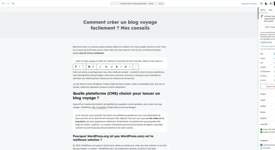 Guide pratique pour créer un blog voyage facilement. Conseils sur les plateformes, l'hébergement et le référencement.
