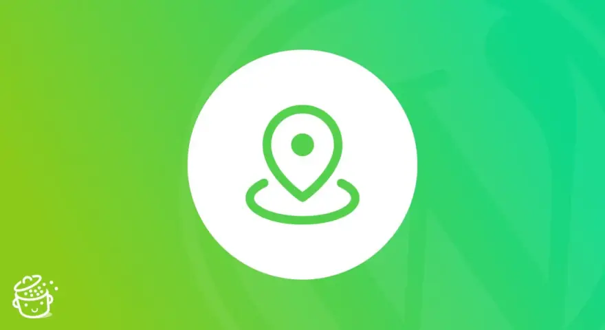 Icône de localisation verte sur fond dégradé. Idéal pour l'optimisation SEO WordPress et le référencement local.