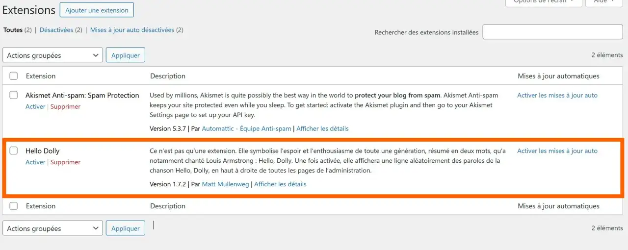 L'extension WordPress