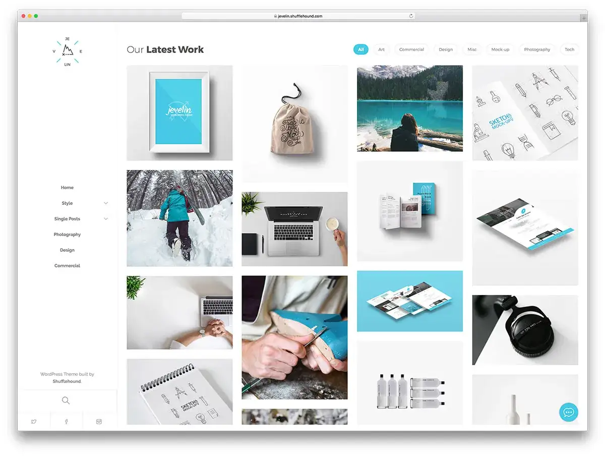 Exemple de site web personnel pr&eacute;sentant divers travaux : design, photographie, esquisses.