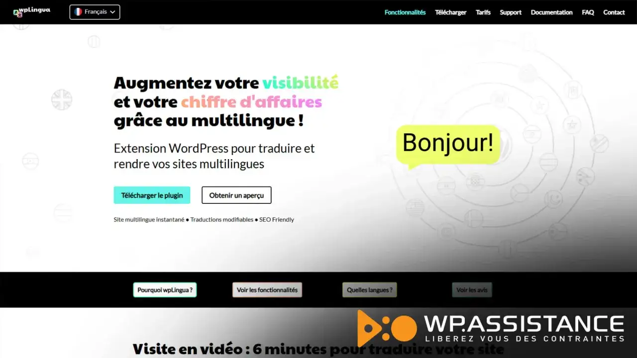 Extension WordPress pour traduire votre site, comme avec Google Translate, pour plus de visibilit&eacute;.