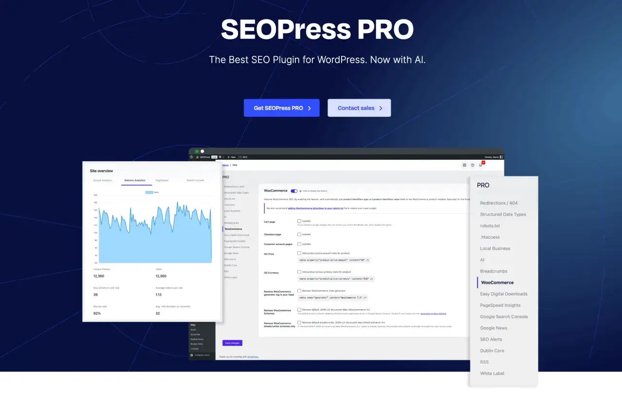 Le plugin SEOPress PRO améliore le SEO de votre site WordPress, y compris pour WooCommerce. Optimisez votre référencement !