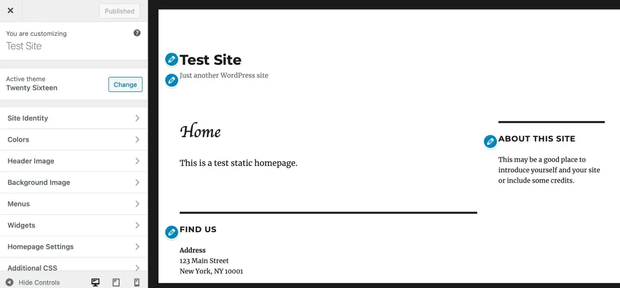 Personnalisation d'un site WordPress : le menu latéral affiche